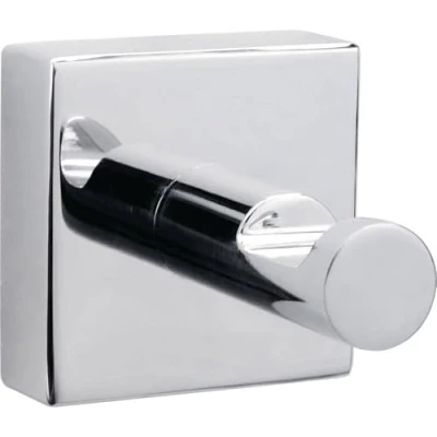 Image of tesa Hukk bath towel hook, high gloss chromed metal, self adhesive, adhesive mounting technology, 39mm x 52mm
