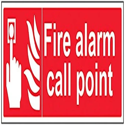 Image of V Safety Fire Alarm Call Point Sign 450mm x 150mm 1mm Rigid Plastic