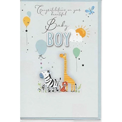Image of Baby Boy Newborn Greeting Card 20 x 14 cm Congratulations Beautiful