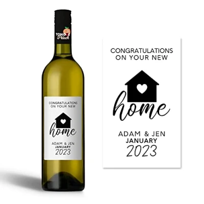 Image of Wine Bottle Label Congratulations On Your New Home Personalised Moving House WBL78
