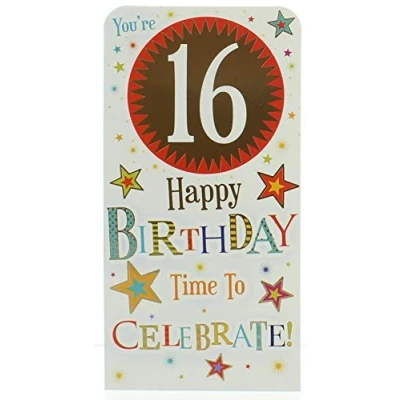 Image of Money Wallet Gift Card &amp; Envelope 16th Birthday with Gold Foil 7x3.5&quot;