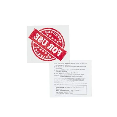 Image of 2 x APPROVED FOR USE Stamp in red Temporary Body Tattoo (2)