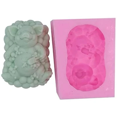 Image of ausuky 3D Lazy Pig Shower Cake Fondant Mold Silicone Mould Soap Candle Moulds Sugar Making Tool