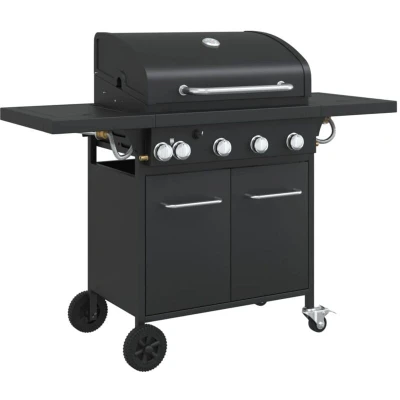Image of vidaXL Gas BBQ Grill with 5 Burners Black Powder coated Steel