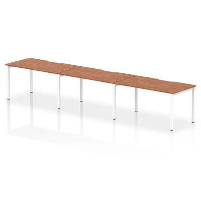 Image of Evolve Single White Frame Bench Desk 1400 Walnut (3 Pod) BE392