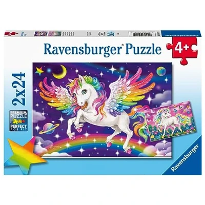 Image of Ravensburger Unicorn &amp; Pegasus Jigsaw Puzzles for Kids Age 3 Years Up Toddler Toys 2x 24 Pieces