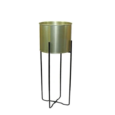 Image of Muddy Hands Gold Metal Plant Pot Stand Indoor Home Decorative Flower Display Planter Holder Cover (58cm Tall)