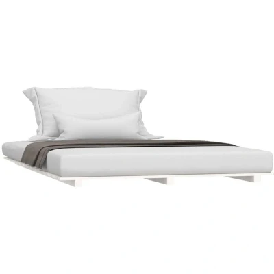 Image of vidaXL Bed Frame without Mattress White 120x190 cm Small Double Solid Wood Pine