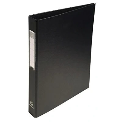 Image of Exacompta Ref 51381E PP Covered Ring Binder Suitable for Storing A4 Documents, 4 Rings, 40mm Spine, Holds Up To 400 Sheets, Sturdy Cardboard Black