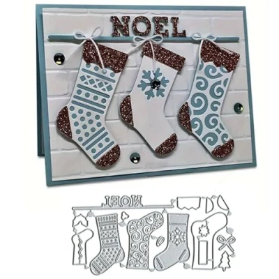 Image of Merry Christmas Stockings Metal Die Cuts,Animal Cat Hat Cutting Dies Cut Stencils DIY Scrapbooking Decorative Embossing Paper Card Making