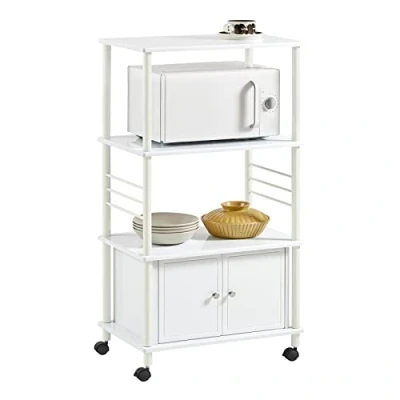 Image of SoBuy® FRG12 W, Kitchen Microwave Shelf, Storage Cabinet Serving Trolley, 60x40x115cm
