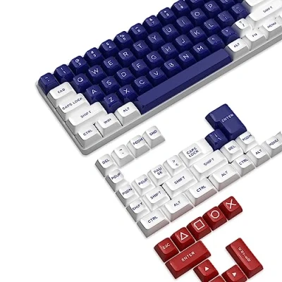 Image of MAMBASNAKE 149 Keys PBT Double Shot Full Keycap Set,ASA Profile,ANSI US Layout for 61/68/87/98/104/108 Mechanical Keyboard,Compatible with Cherry Gateron Otemu Kailh MX Structure (Dark Blue Kiss)