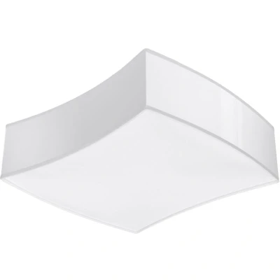Image of Square Decorative Flush Ceiling Light, White, 39cm