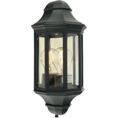 Image of Malaga Mini 1 Light Outdoor Wall Half Lantern Black IP44, E27