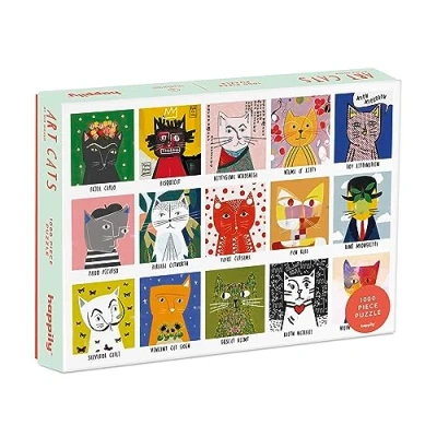 Image of Art Cats 1000 Piece Jigsaw Puzzle for Adults Premium 100% Recycled Board Cat Gift Lovers Happily Puzzles