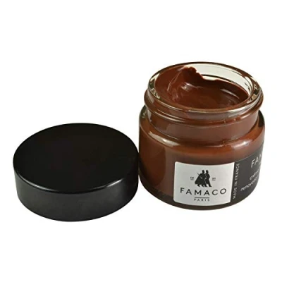 Image of Famaco London Brown Leather Re touch Dye Renovation Cream for leather, shoes, boots, sneakers and trainers