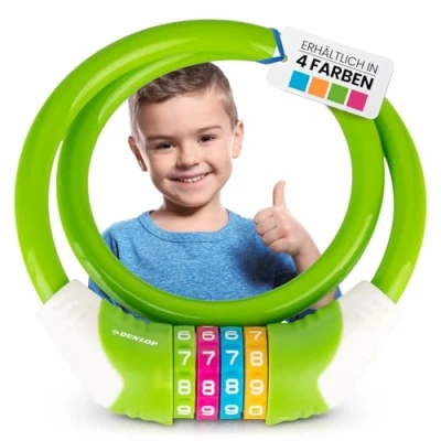 Image of DUNLOP Bicycle Lock, Children&#039;s Lock Security Level 5, Number Apple Green, 70 cm