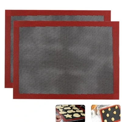 Image of Silicone Baking Mat, 2 pcs16.5x11.6 Non Stick Reusable Cooking Macarons Bread and Pastry, BPA Free Sheet for Cookies,Toaster Pad