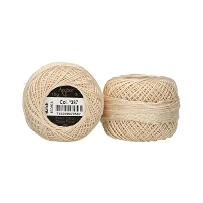 Image of Anchor 4591008 00387 Embroidery Thread, 100% Cotton, Cream, Thickness 8, 82 m, 16 g
