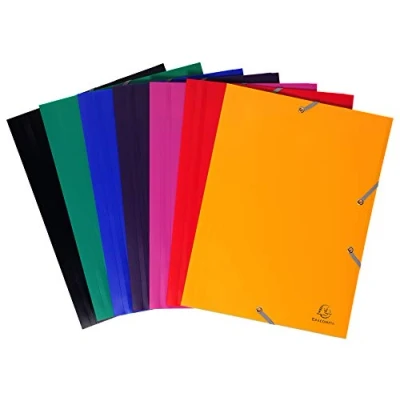 Image of Exacompta Ref 55900E Uni PP Opaque Elasticated 3 Flap Folder Suitable for A4 Documents, 0.5mm Polypropylene, Confidentiality Assorted Colours (Pack of 60)