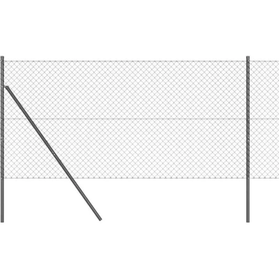 Image of vidaXL Chain Link Fence with 7 Posts 1x10 m Galvanised Steel Grey