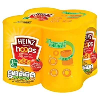 Image of Heinz Spaghetti Hoops, 400 g (Pack of 4)