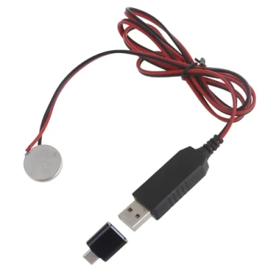 Image of BYUTFA USB to 3V CR2032 Dummy Battery Charging Cable with Type C Adapter Repalce for Powered Devices