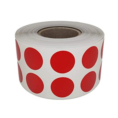 Image of Royal Green Red Dot Stickers on a Roll for Color Coding 13mm Adhesive Round Labels 1.3cm 1080 Pack