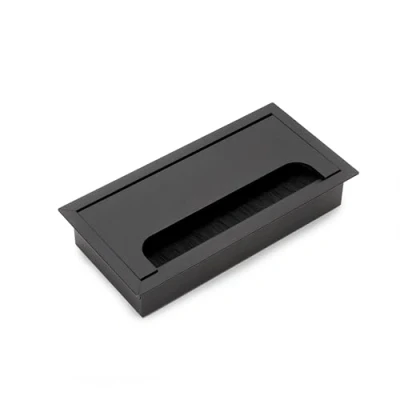 Image of Emuca Cable Organizers for Table, Rectangular, 160x80mm, recessed, Aluminium, Black Painted