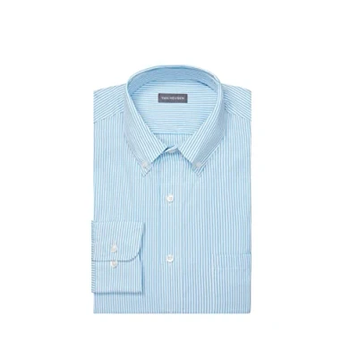 Image of Van Heusen Men&#039;s Dress Shirt Regular Fit Pinpoint Stripe, Periwinkle, 17&quot; Neck 32&quot; 33&quot; Sleeve
