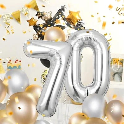 Image of Number Balloons 70,Sliver 70 Balloon 40 Inch Giant Helium Foil for Boys Girls 70th Birthday Party Decor Anniversary Decorations Supplies