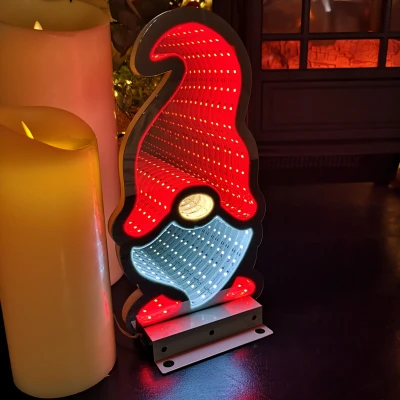 Image of Samuel ALEXANDER 30cm LED Infinity Christmas Gonk Decoration with Red Hat &amp; Metal Base