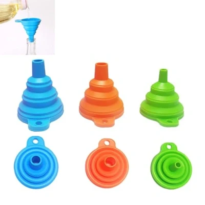 Image of SHUBEIEUMI 3 Pcs Collapsible Funnel, Silicone Kitchen Funnel Funnels for Filling Bottles, Bottles or Containers