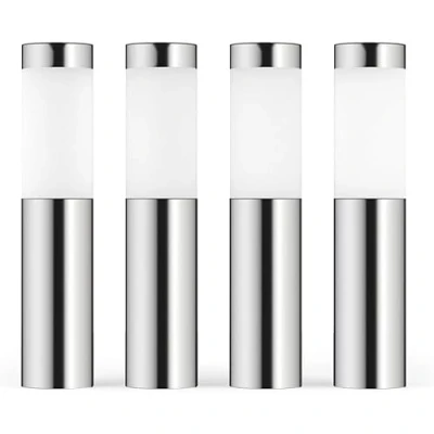 Image of SolarCentre® Mini London DualWhite USB Solar Powered Outdoor Garden Post Lights (Set of 4) Silver