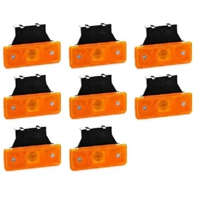 Image of VNVIS 8 Pcs 24V 12V Orange LED Sidelight Marker Lights with Rubber Brackets for Trailer Truck