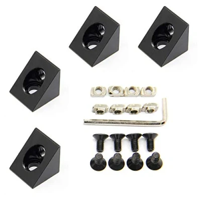 Image of Zeberoxyz 4PCS Black Angle Sharp Corner Bracket Connector with Screws 2020Series for Slot 6mm Aluminum Extrusion Profile Accessories (4pcs Corner)