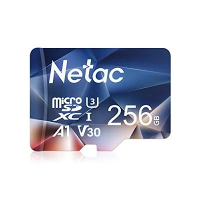 Image of Netac 256GB MicroSDHC Memory Card, Micro SD 4K Full HD Video Recording, UHS I, C10, U3, A1, V30, for Camera, Smartphone, Security System, Drone, Dash Cam, Gopro