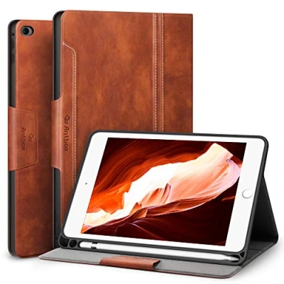 Image of Antbox Case for iPad Mini 5 2019 (5th Generation 7.9 inch) with Built in Apple Pencil Holder PU Leather Smart Cover Auto Sleep/Wake Stand Function (Mini5, Brown)