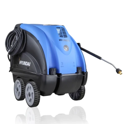Image of Hyundai 2610psi / 180bar Hot Pressure Washer, 110c 2.8kW Commercial Triplex, and Cold Power Washer with 1 Year Warranty Blue