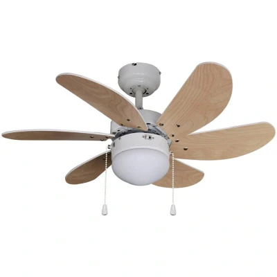 Image of Lindby ceiling fan Minja, white, wood