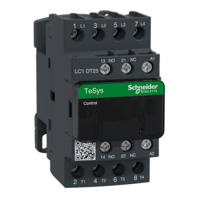 Image of Schneider LC1DT25E7 Contactor 25A Amp 48V AC Volt 4 N/O Main Poles With 1 &amp; N/C Aux Contact Configuration