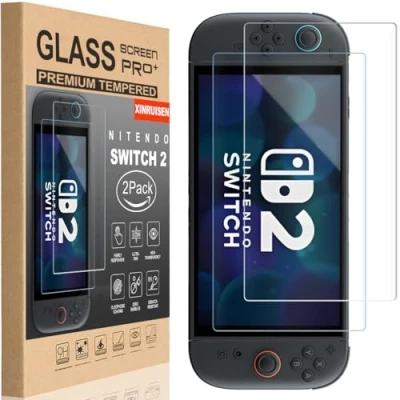 Image of XINRUISEN Screen Protector For Nintendo Switch 2 Model 2025, Pack Tempered Glass, 9H Hardness Anti Scratch, Bubble Free, HD Clear, Fingerprint, Easy Installation Kit Included