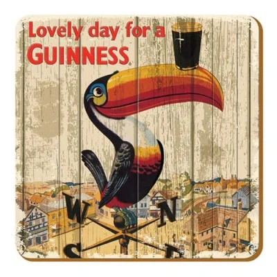 Image of signs unique Guinness Toucan Weather Vane cork backed drinks mat/coaster (sg)