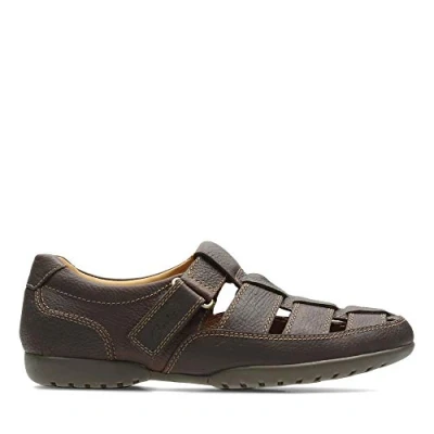 Image of Clarks Men&#039;s Recline Open Sandals Brown Braun/Mahogany Leather, 9 UK