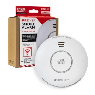 Image of Smoke Alarm with Wireless Interlink 10 Year Sealed Battery Fire Firechief CO Heat and Alarms for Home Comply Scottish Regulation FSB10W Model