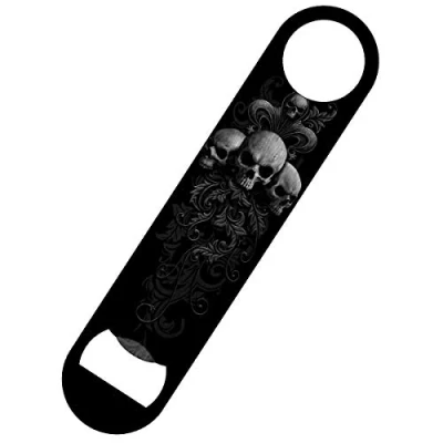 Image of Spiral Skull Scrolls Bar Blade Bottle Opener Black 18x4cm