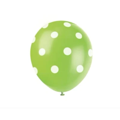 Image of Lime Green Polka Dot Latex Balloons (30cm) Pack of 6 Premium Quality, Perfect for Parties &amp; Celebrations