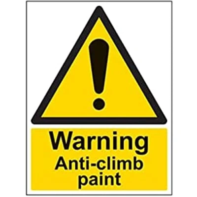 Image of V Safety Warning Anti Climb Paint Sign 300mm x 400mm Self Adhesive Vinyl