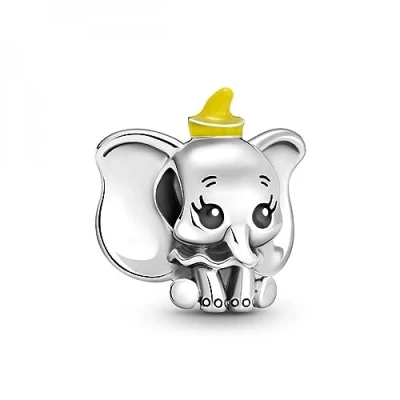 Image of Pandora Disney Dumbo sterling silver charm with black and yellow enamel