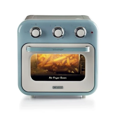 Image of Ariete 4632 Vintage Air Fryer, 1400 W, 2 in 1, 16L Capacity, Accessories Included, 60 Minute Timer, Double Glass, Light Blue